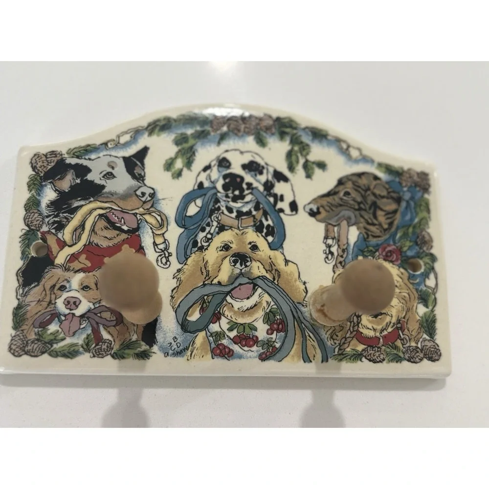 Vintage Dog Wall Hook‎ Rack Wooden Pegs